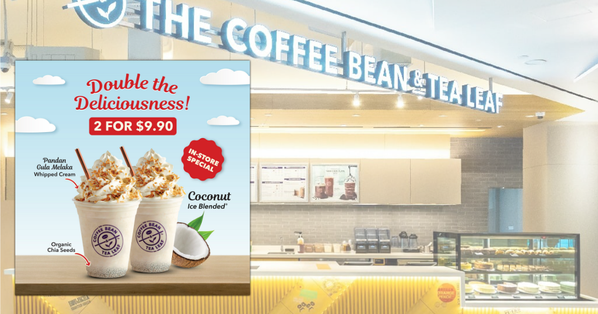 The Coffee Bean & Tea Leaf offers 2-for-$9.90 (U.P. $11.20) Coconut Ice Blended from 13 Aug 2021