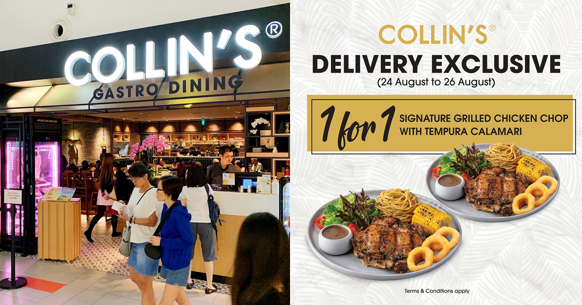 1-FOR-1 COLLIN'S Signature Grilled Chicken Chop with Tempura Calamari means you pay $9.95 each