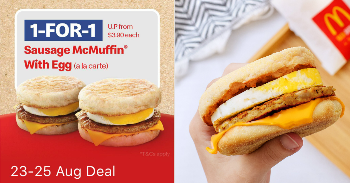 McDonald's: 1-FOR-1 Sausage McMuffin with Egg From 23 - 25 Aug 21