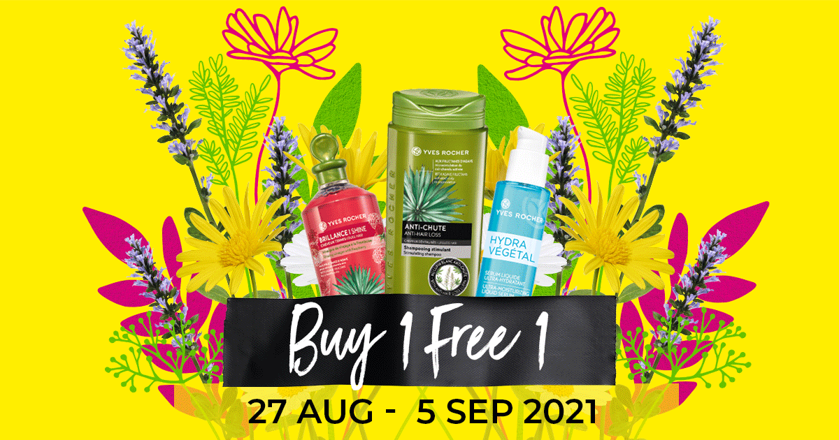 Yves Rocher Has A Buy-1-Get-1-Free Sale From 27 Aug - 5 Sep 21, Save Huge On Your Favourite Botanical Products