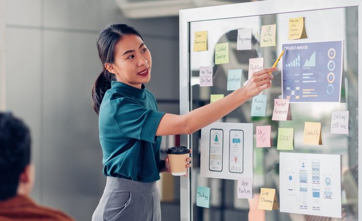 a woman presenting at the workplace