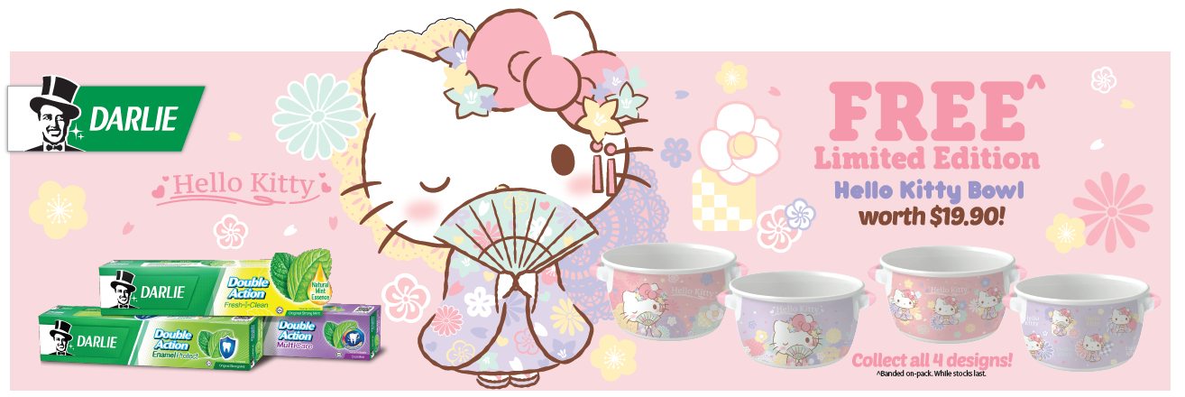 Free limited-edition Hello Kitty Kimono Styled bowls with purchase of Darlie toothpastes - 2