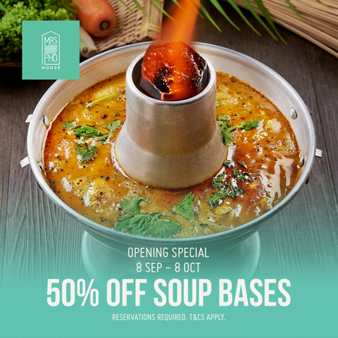 50% off Soup Bases at Mrs Pho House!