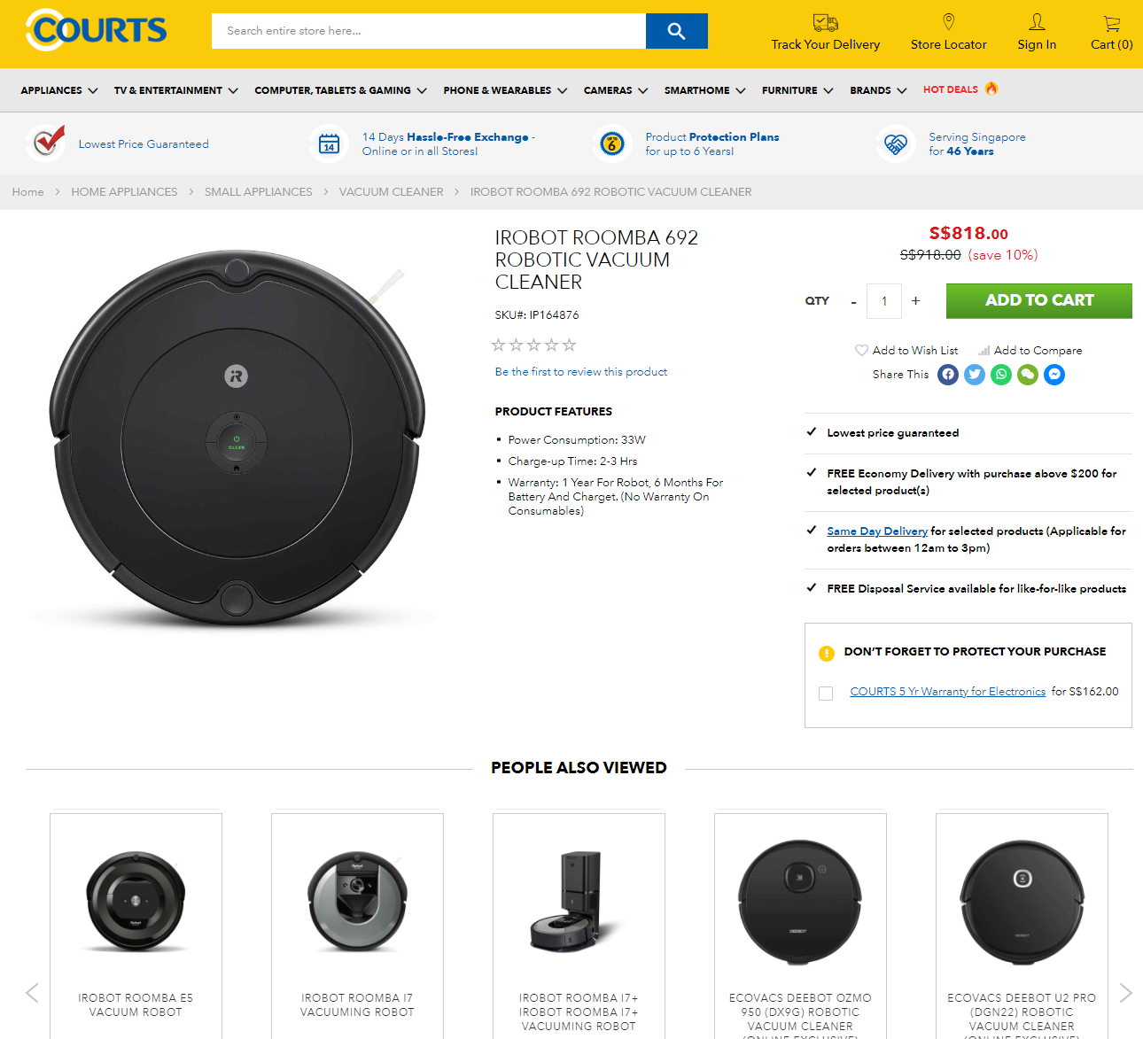 Free iRobot Roomba 692 (worth S$818) and Free Entertainer Access