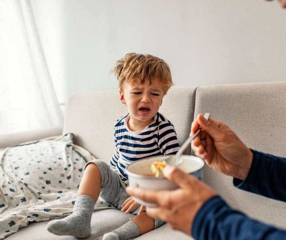 a child running away during mealtime