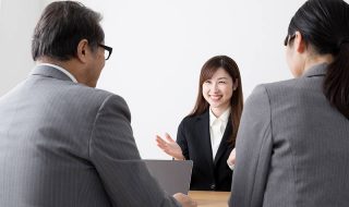 a woman having an interview