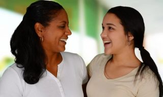 happy mother and daughter