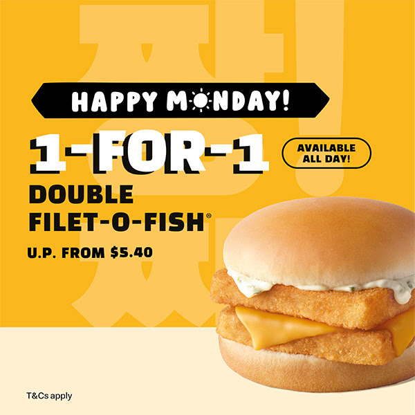 Lobang: 1-FOR-1 Double Filet-O-Fish at McDonald's From 30 - 31 May 22 Means You Pay Only $2.70 Each - 3