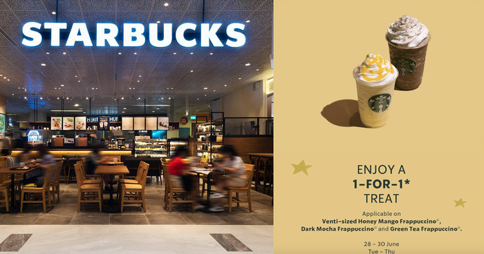 Lobang: Starbucks offering 1-FOR-1 treat on selected beverages from 28 - 30 Jun 22 - 1