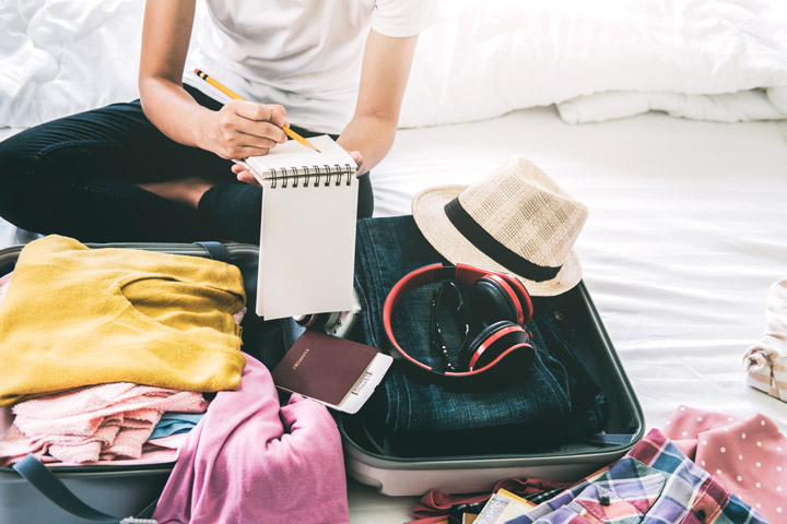 a packing list and a luggage