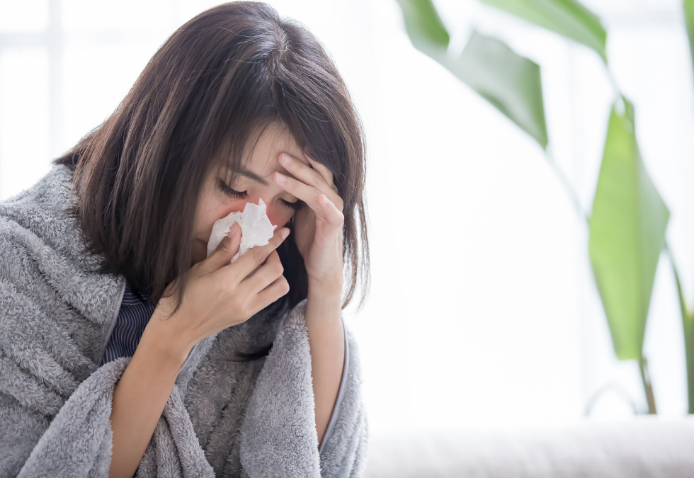 a woman with a flu