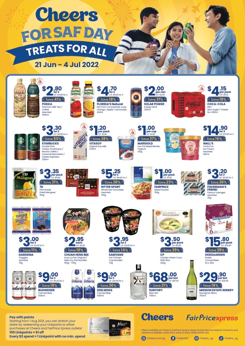 Lobang: Up to 50% OFF for snacks and drinks at Cheers and FairPrice Xpress, in celebration of SAF Day! - 1