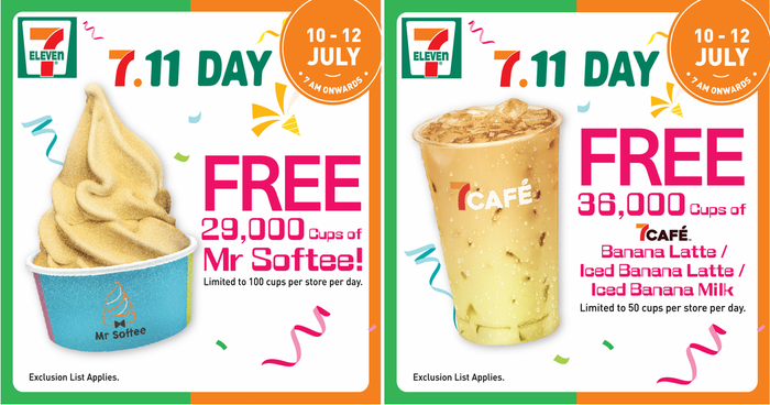 Lobang: FREE Mr Softee and 7Cafe Banana beverages at 7-Eleven from 10 - 12 Jul 22 - 1