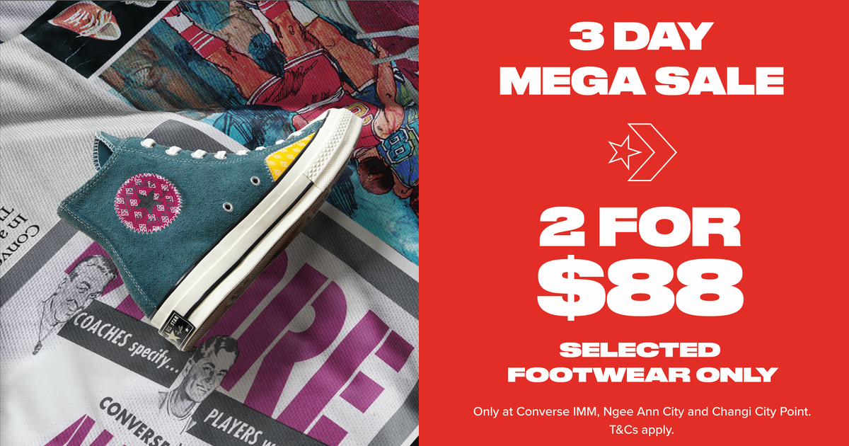 Converse runs 3 day Mega Sale with 2 For 88 Footwear 3 For 30 T shirts and more from 29 31 Jul 22 MoneyDigest