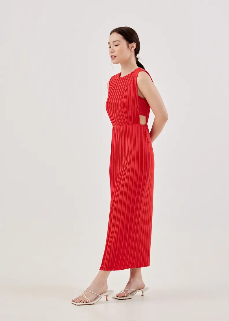 Jiselle Pleated Cut-Out Dress