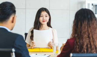 a lady having a job interview