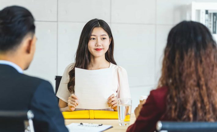 a lady having a job interview