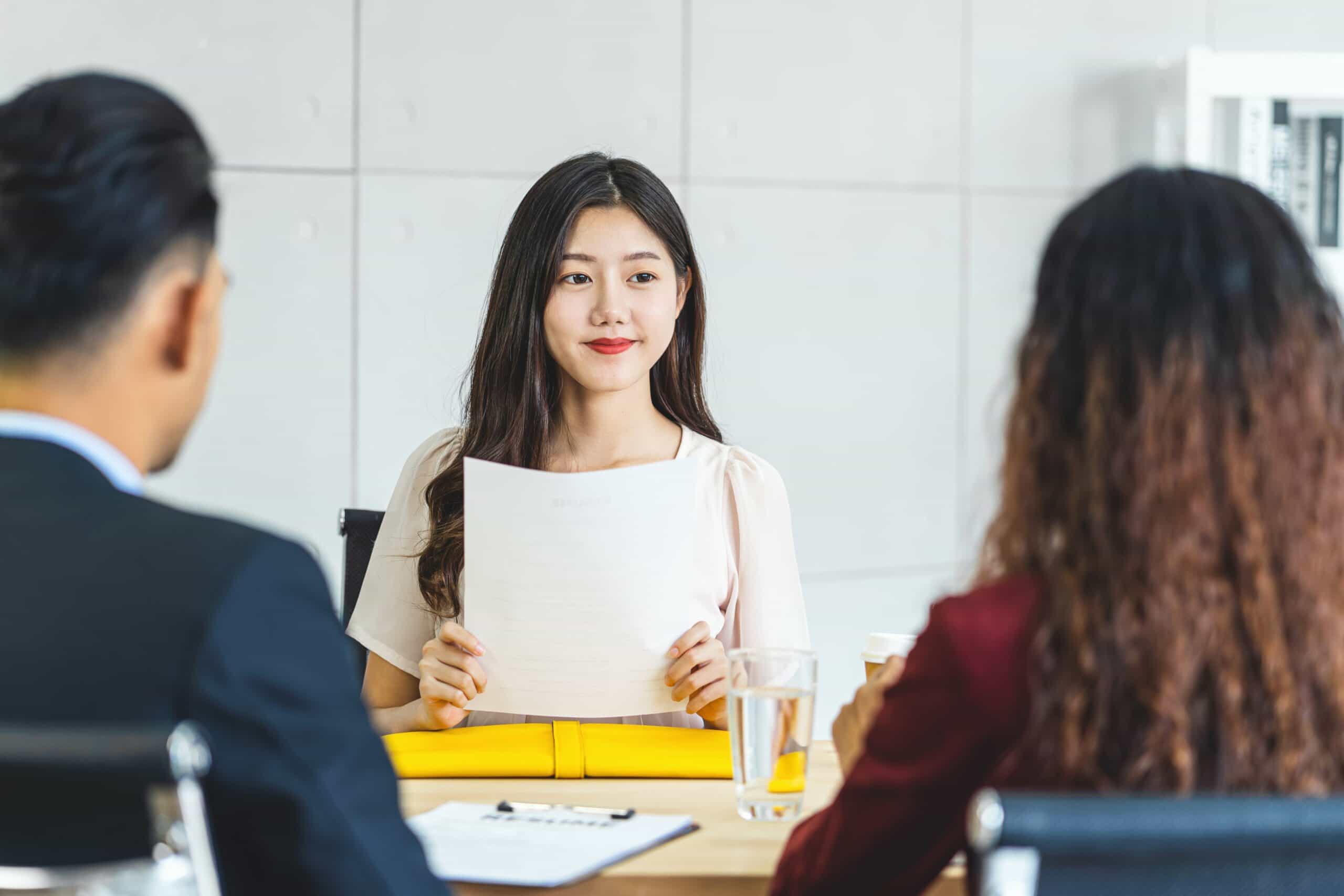 a lady having a job interview