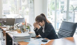 a woman stressed at work