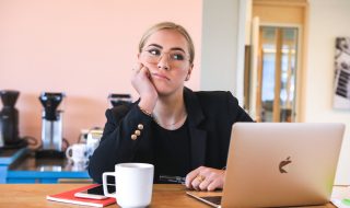 a woman bored at work