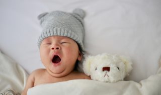 a baby yawning