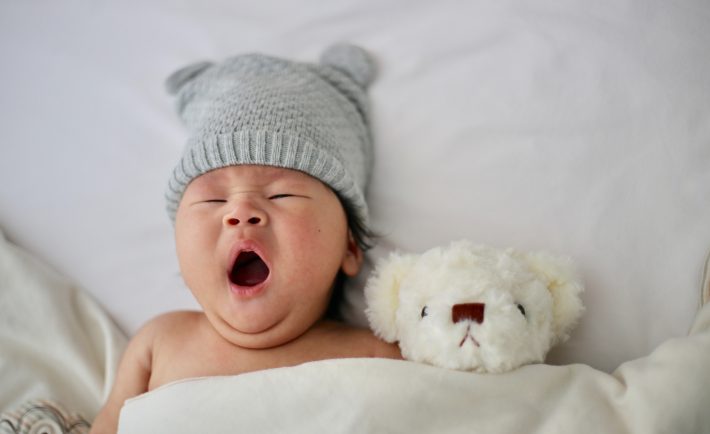 a baby yawning