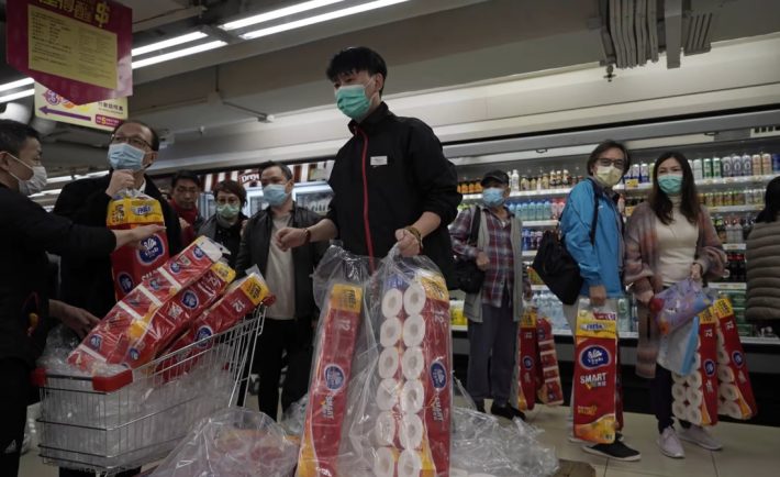 shoppers hoarding toilet paper