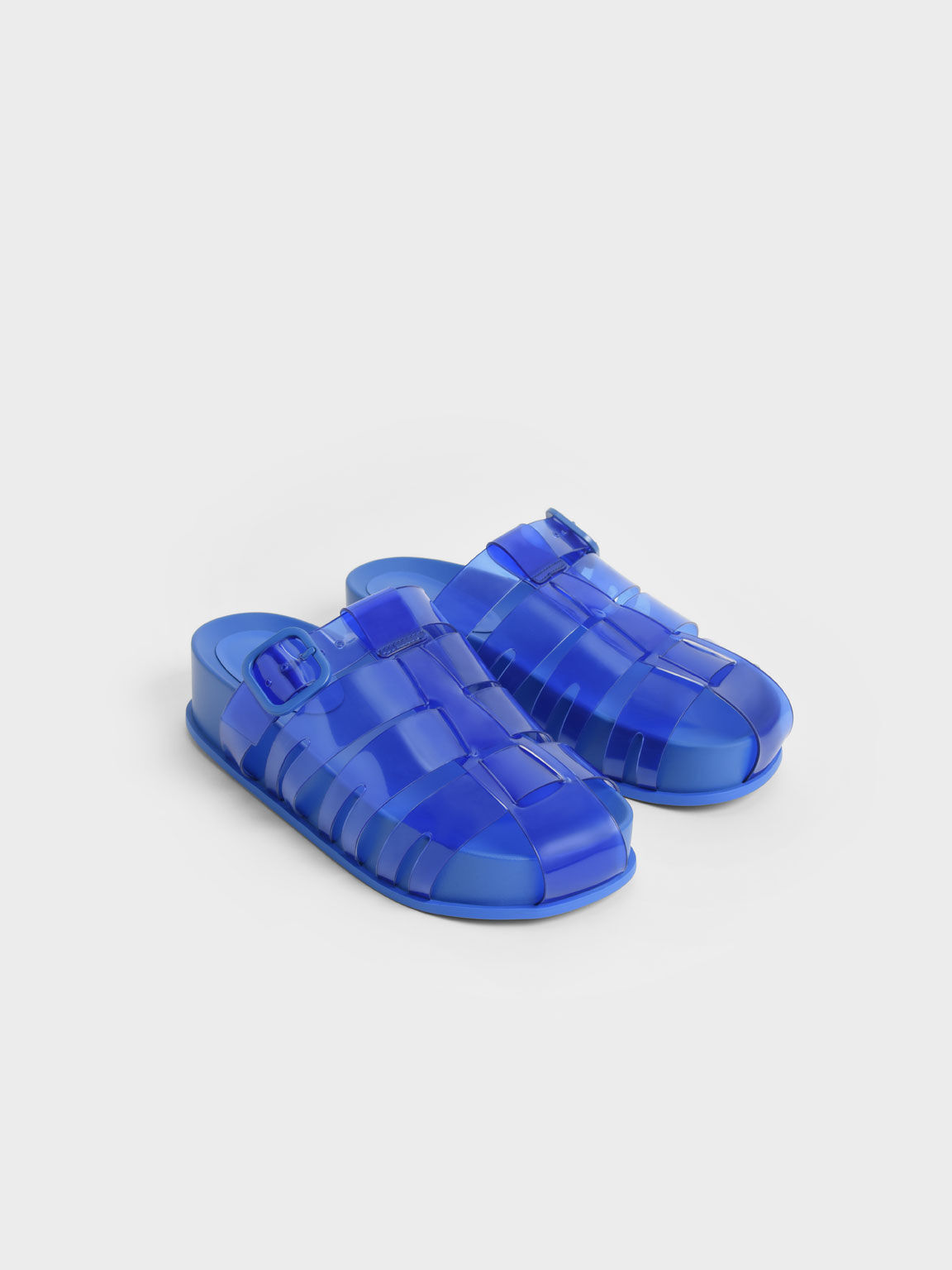 Madison Caged See-Through Slide Sandals - Blue