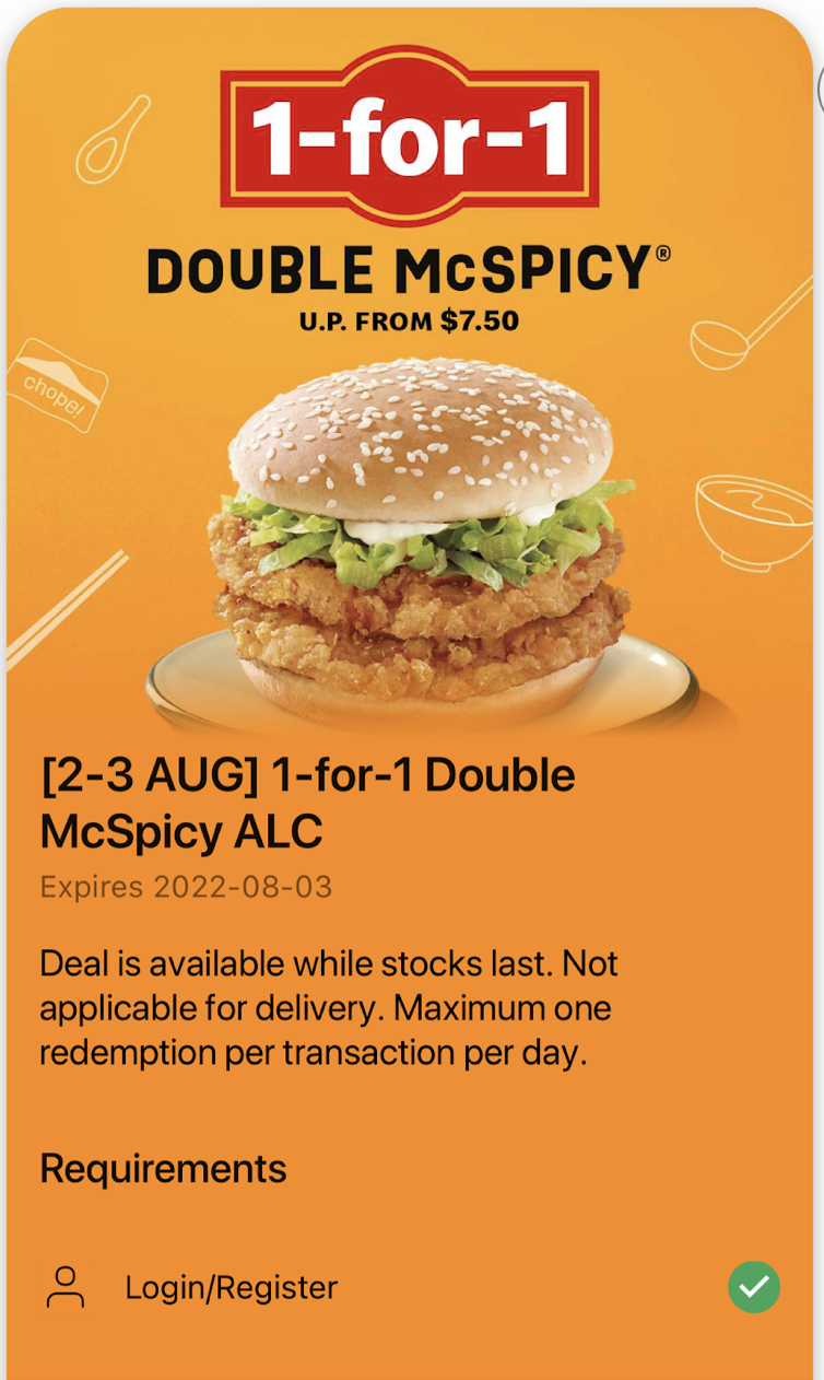 1 for 1 Double McSpicy