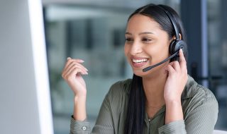 a lady in a call center setting