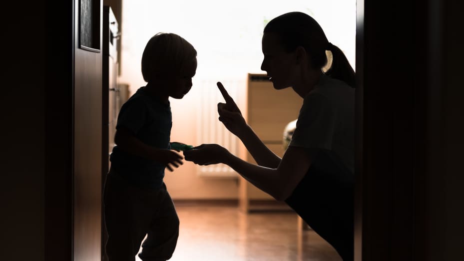 a mum lecturing her child