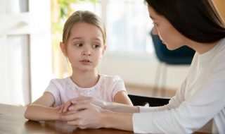 a mum talking to her daughter