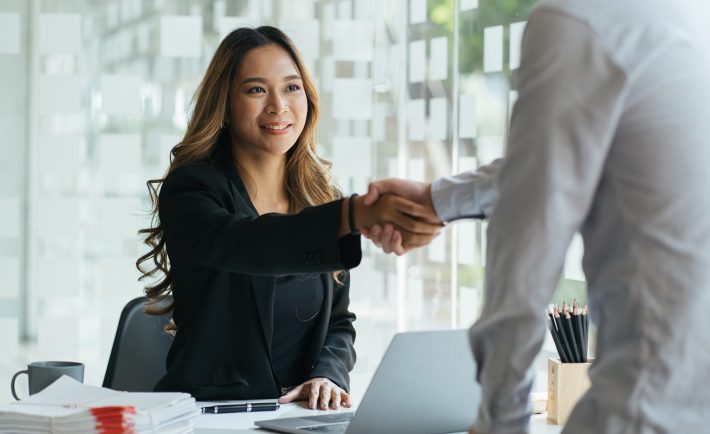 shaking hands before an interview