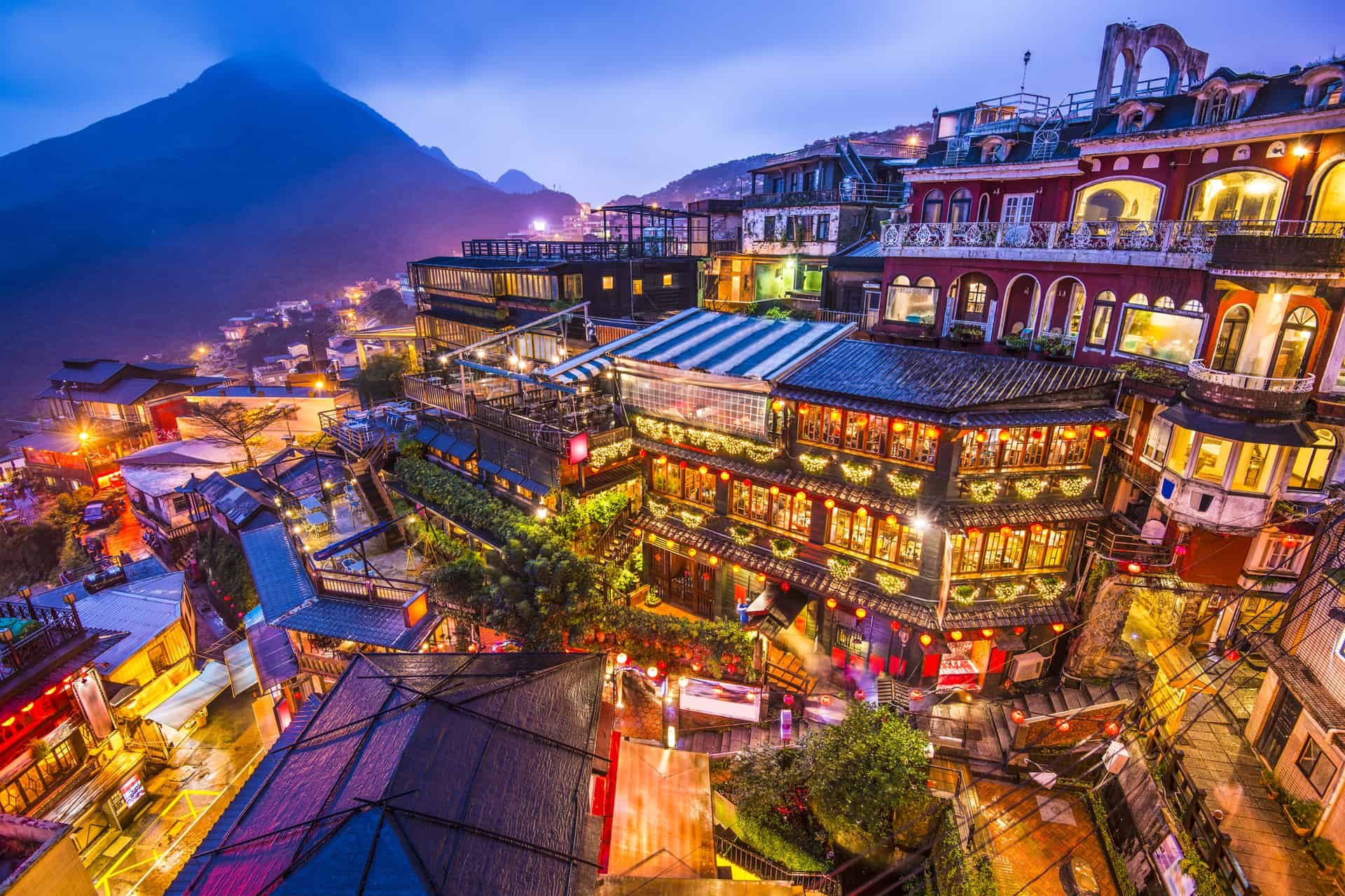 Tea houses on the Juifen mountain in Taiwan