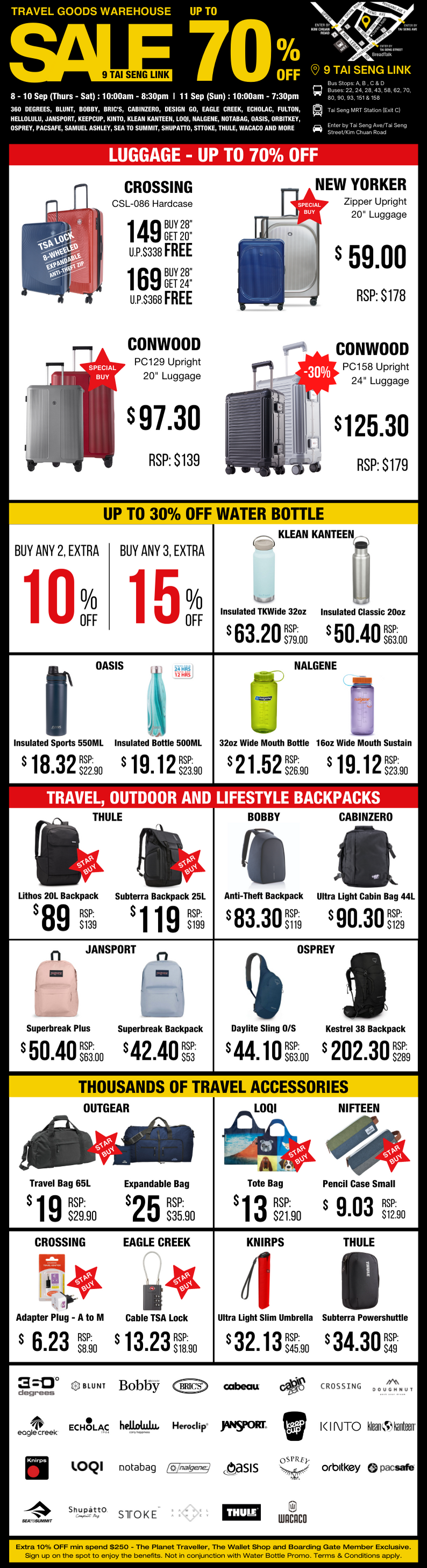 tai seng travel goods warehouse sale