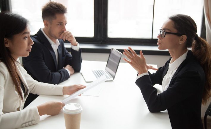 a lady having a job interview