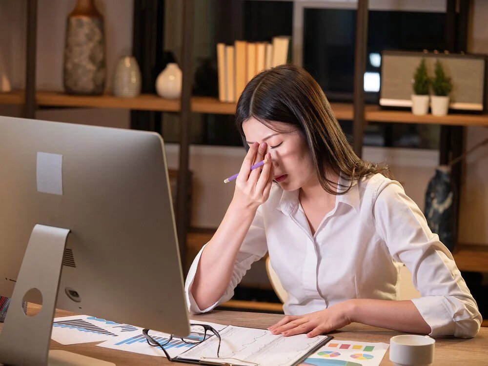 a lady stressed at work