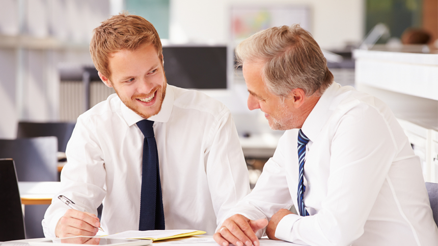 boss and employee having a discussion