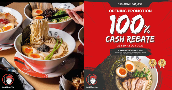 Lobang: 100% Cash Rebate At Kanada-Ya JEM From 29 Sep to 2 Oct, Means You Can Eat For Free On Your Next Visit - 1