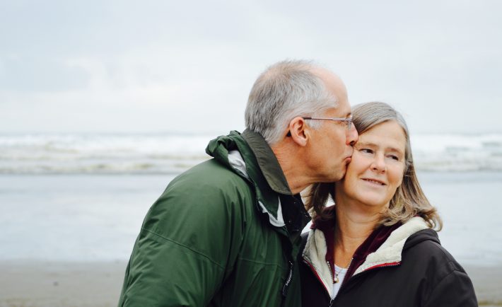 an old couple at the beach