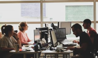 colleagues working in the office