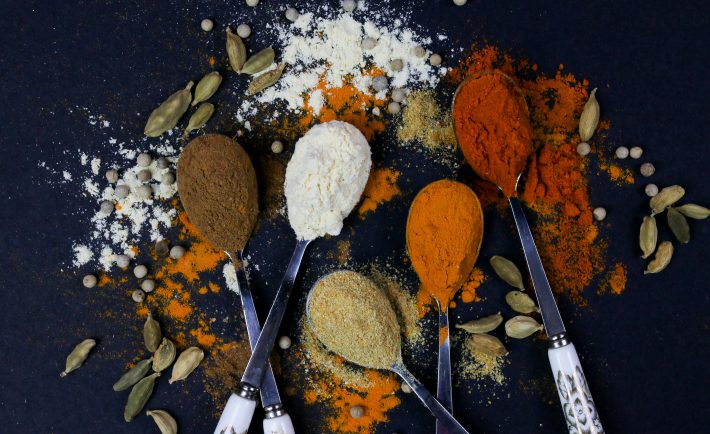 colorful herbs and spices for cooking