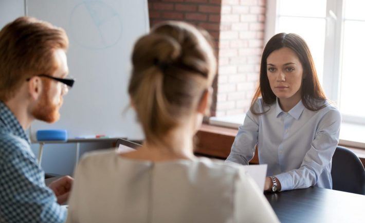 woman facing mind blank during an interview