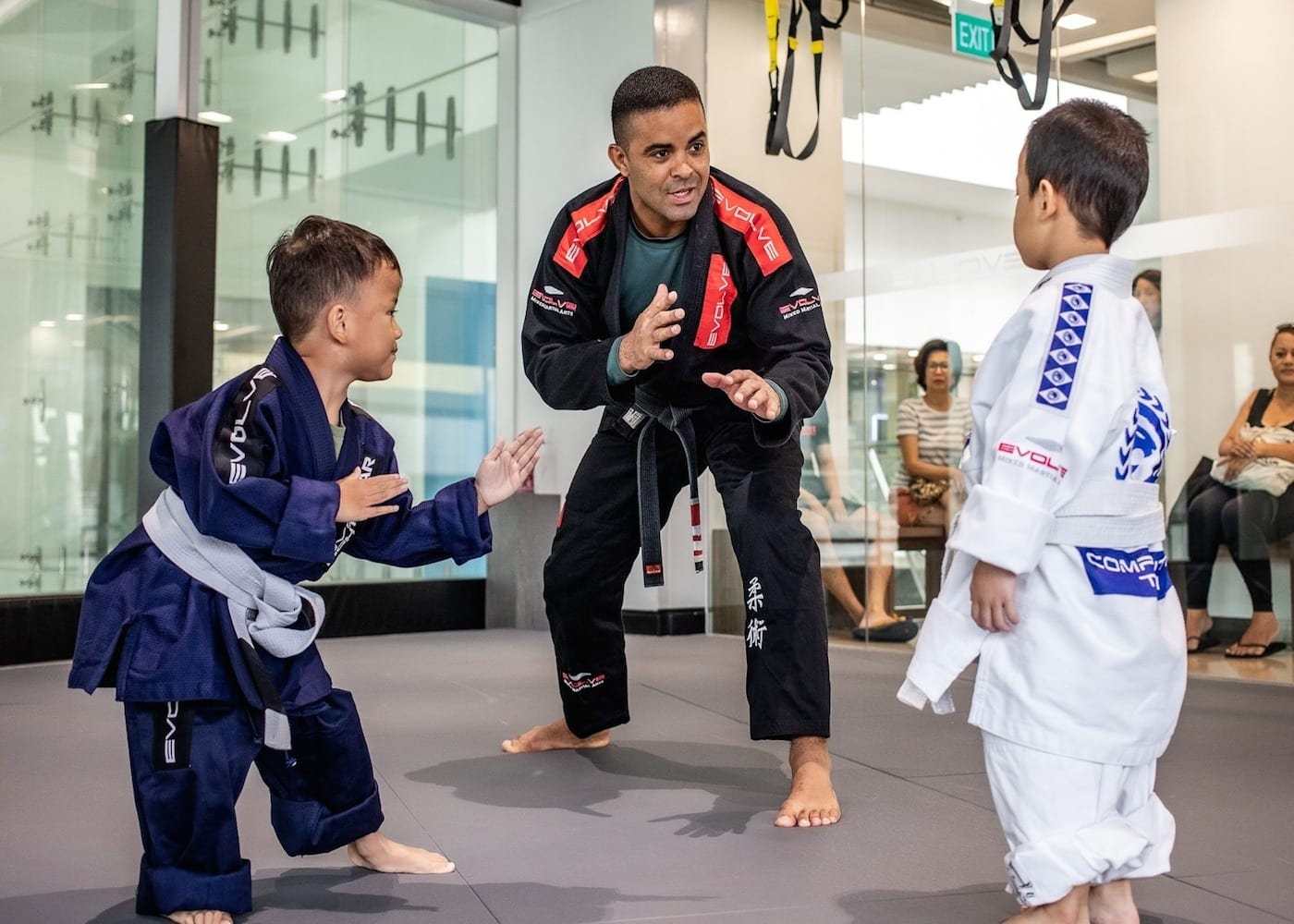 young kids in a Brazilian jiu-jitsu class