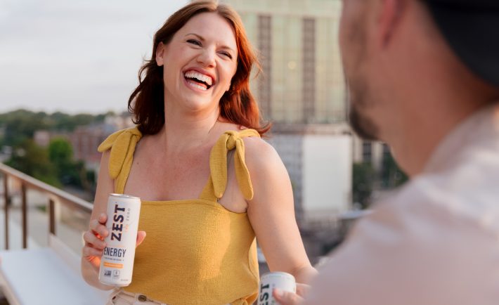 a woman having a good laugh