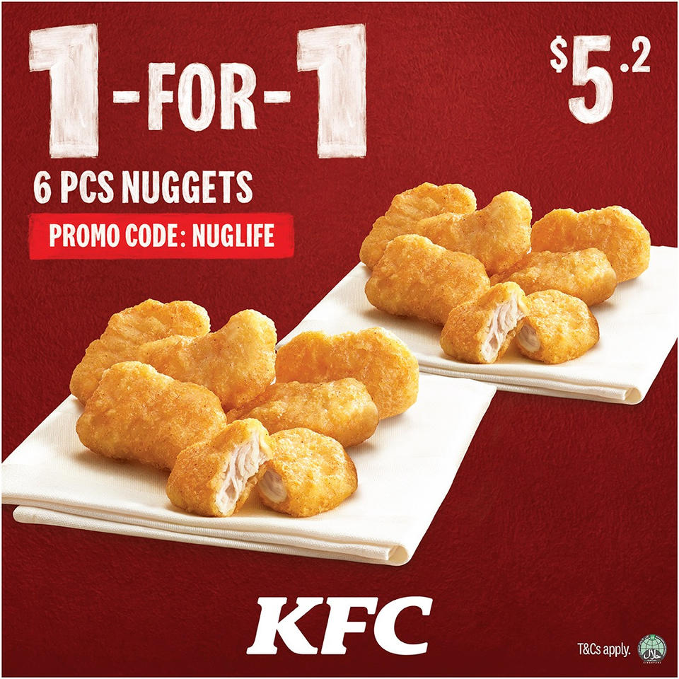 Lobang: KFC released a set of 1-for-1 coupons that you can use from 9 - 22 November 22 - 19