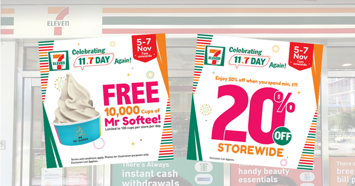Lobang: 7-Eleven S'pore celebrates "11.7 Day" with FREE Mr Softee & 20% OFF Storewide promotions from 5 - 7 November 2022 - 1