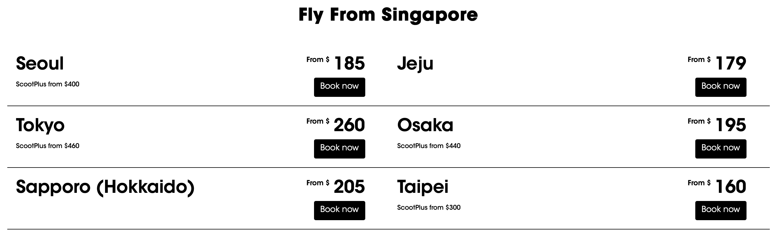 Lobang: Scoot runs 4-day sale to Japan, Korea and Taipei offering promo fares from S$160 when you book from 25 - 28 Nov 22 - 4