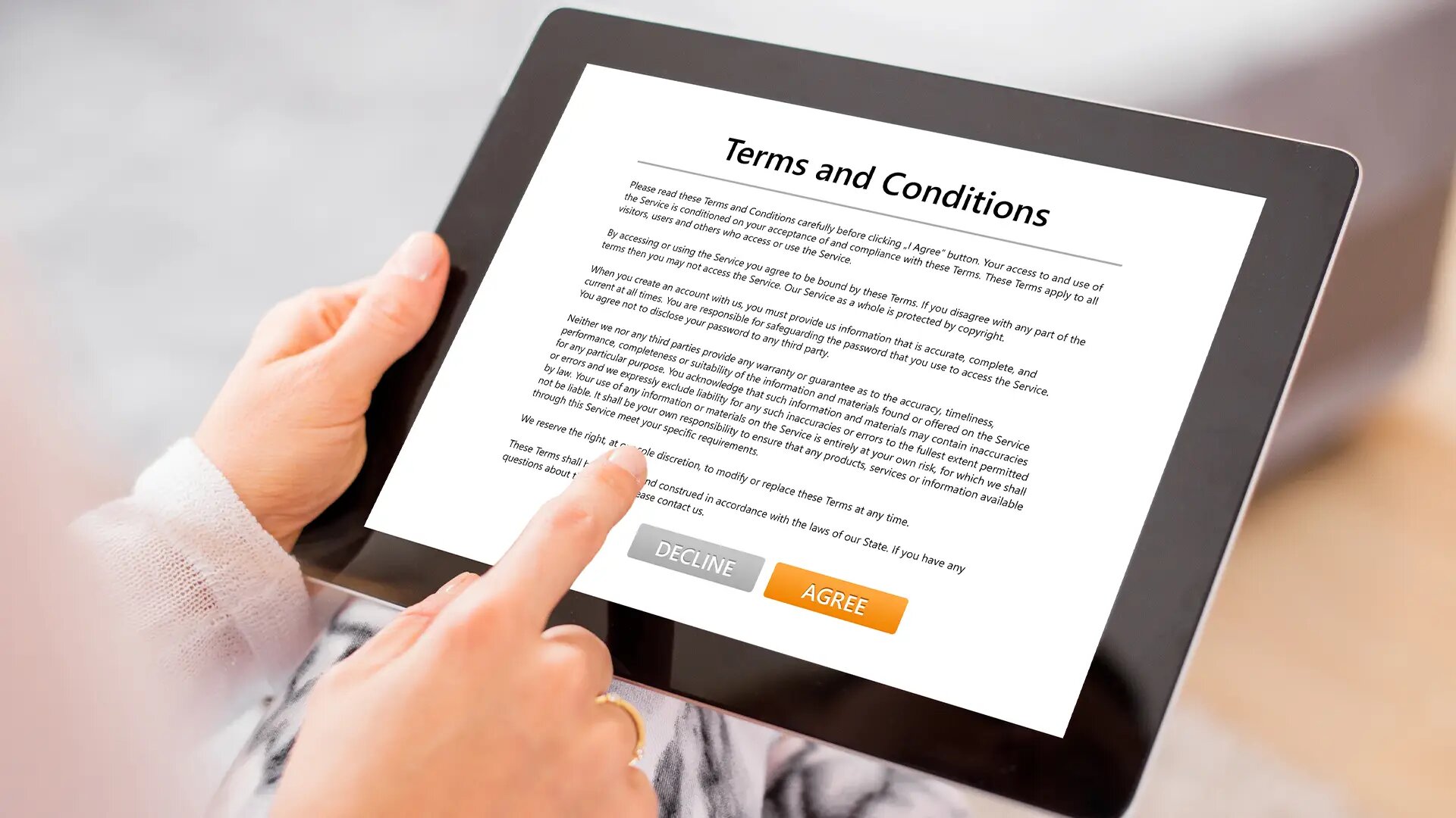 terms and conditions page