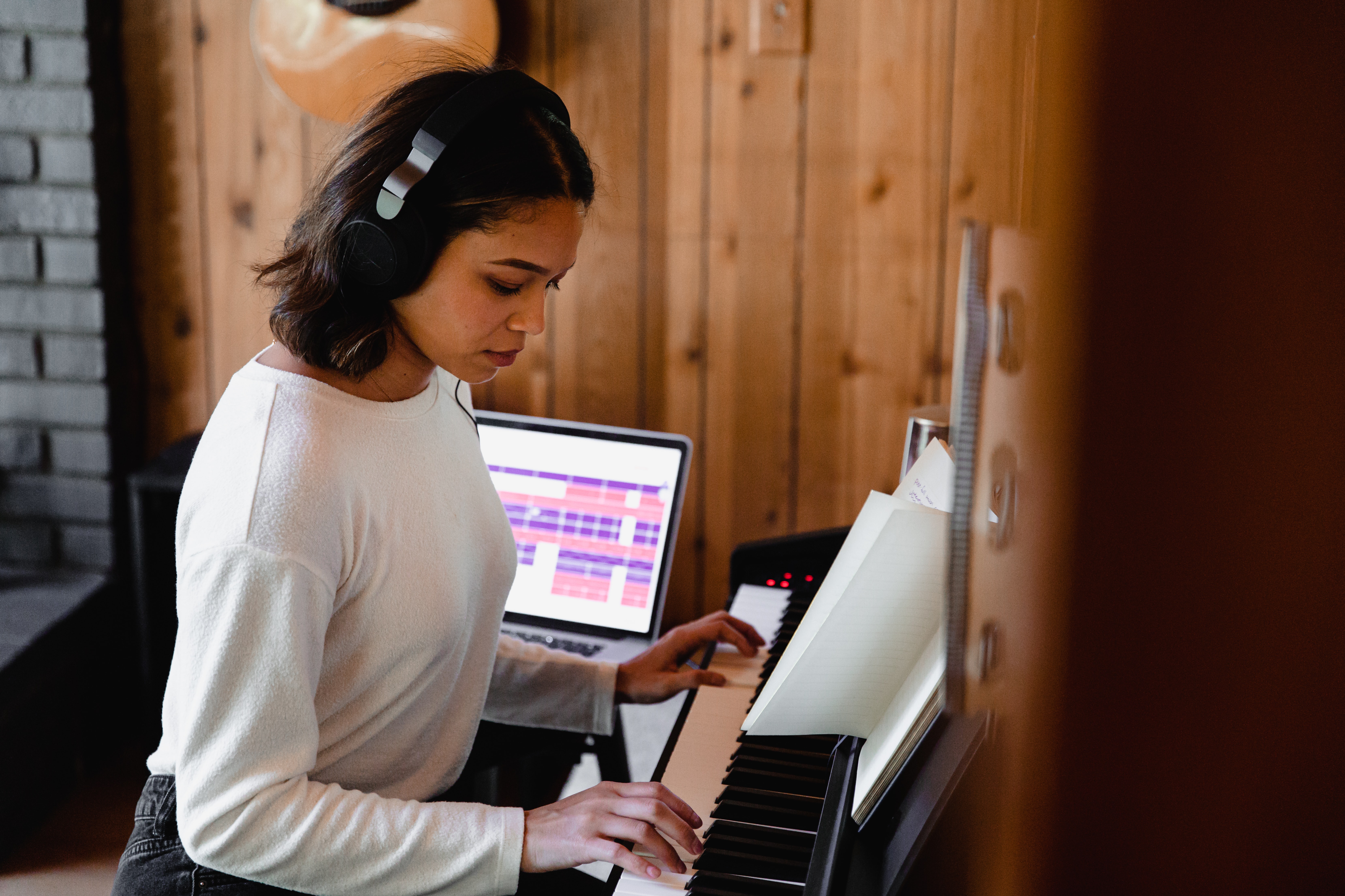 woman playing the piano